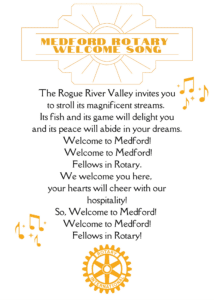The Rotary Club of Medford Welcome Song Introduced