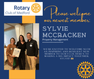 Welcome to our newest Rotary Club member, Sylvie McCracken!
