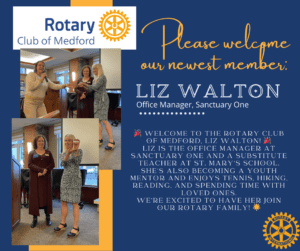 Welcome to the Rotary Club of Medford, Liz Walton!